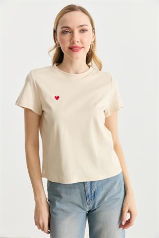 30584 BISIKLET YAKA PAMUKLU TSHIRT