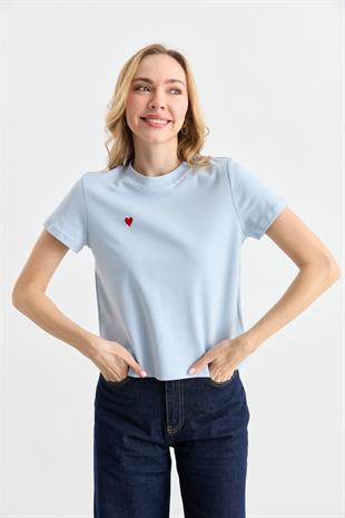 30584 BISIKLET YAKA PAMUKLU TSHIRT