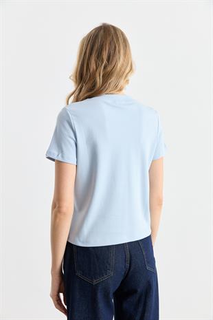 30584 BISIKLET YAKA PAMUKLU TSHIRT