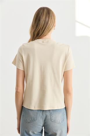 30584 BISIKLET YAKA PAMUKLU TSHIRT