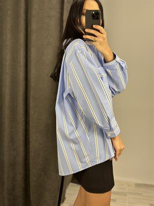 3067 CIZGILI OVERSIZE GOMLEK