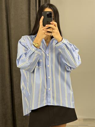 3067 CIZGILI OVERSIZE GOMLEK