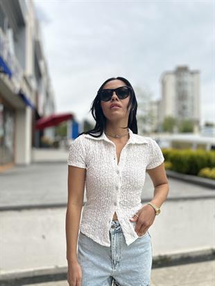 30999 KISA KOLLU DANTEL GOMLEK