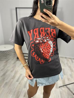 31064 BASKLI BISIKLET YAKA TSHIRT