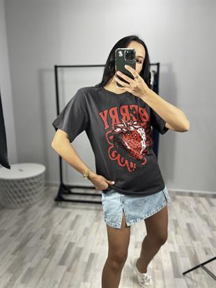 31064 BASKLI BISIKLET YAKA TSHIRT