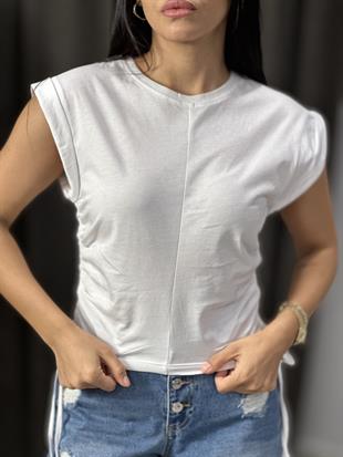 31075 YANLARI TASLI BUZGU DETAYLI TASLI TSHIRT