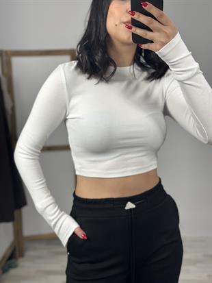 31236 UZUN KOLLU CROP TOP