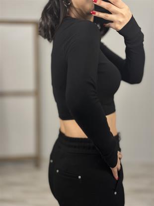 31236 UZUN KOLLU CROP TOP