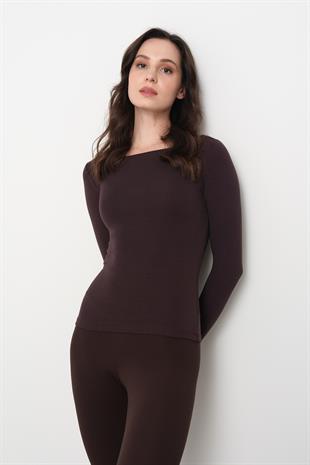31332 KAYIK YAKA UZUN KOLLU TOP