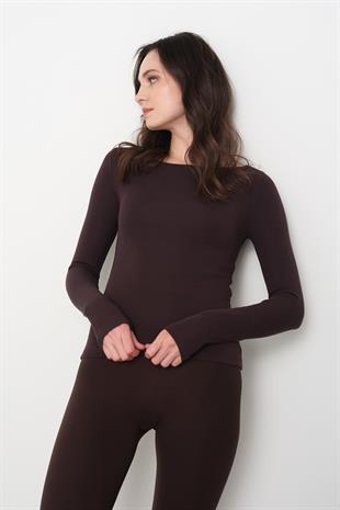 31332 KAYIK YAKA UZUN KOLLU TOP