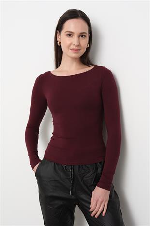 31332 KAYIK YAKA UZUN KOLLU TOP