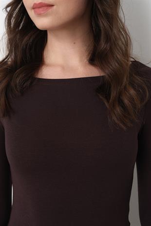 31332 KAYIK YAKA UZUN KOLLU TOP