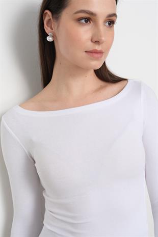 31332 KAYIK YAKA UZUN KOLLU TOP