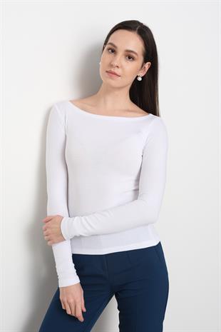 31332 KAYIK YAKA UZUN KOLLU TOP