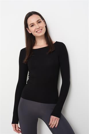 31332 KAYIK YAKA UZUN KOLLU TOP