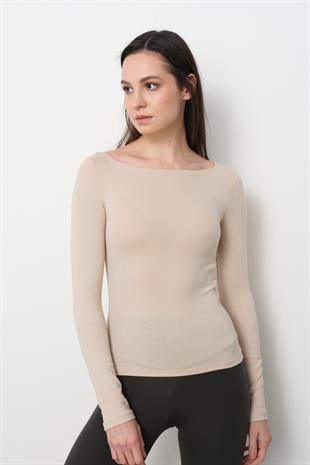 31332 KAYIK YAKA UZUN KOLLU TOP
