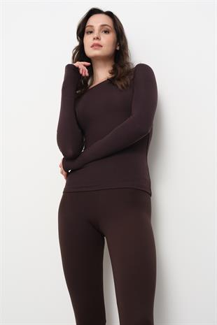 31332 KAYIK YAKA UZUN KOLLU TOP