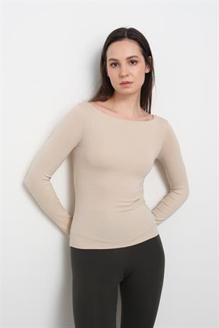 31332 KAYIK YAKA UZUN KOLLU TOP
