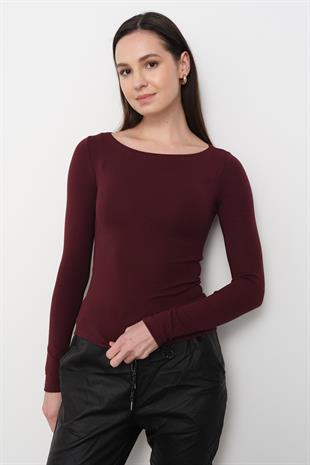 31332 KAYIK YAKA UZUN KOLLU TOP