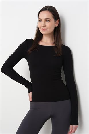 31332 KAYIK YAKA UZUN KOLLU TOP