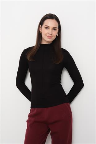 31391 DIK YAKA UZUN KOLLU TOP