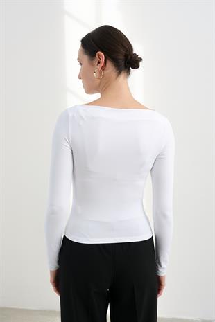 31415 UZUN KOLLU ASIMETRIK TSHIRT