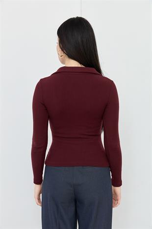 31436 POLO YAKA DUGME DETAYLI TOP