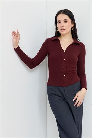 31436 POLO YAKA DUGME DETAYLI TOP