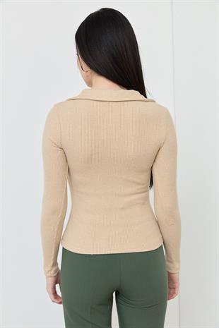 31436 POLO YAKA DUGME DETAYLI TOP