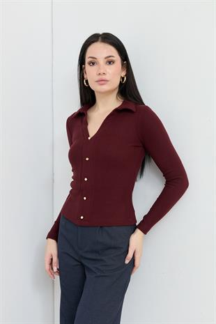 31436 POLO YAKA DUGME DETAYLI TOP