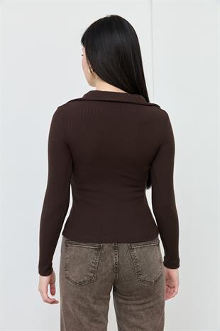 31436 POLO YAKA DUGME DETAYLI TOP