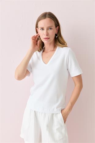 31840 V YAKA KISA KOLLU TSHIRT