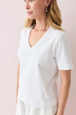 31840 V YAKA KISA KOLLU TSHIRT