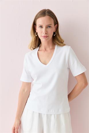 31840 V YAKA KISA KOLLU TSHIRT
