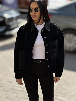 34099 YAKASI CEPLERI TASLI KOT CEKET