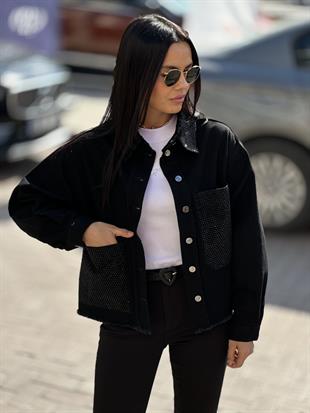 34099 YAKASI CEPLERI TASLI KOT CEKET