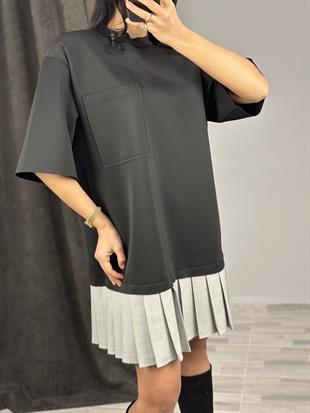 34202 PLISE DETAYLI TSHIRT ELBISE