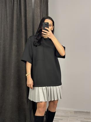 34202 PLISE DETAYLI TSHIRT ELBISE