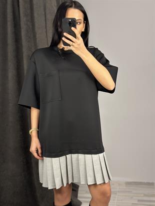 34202 PLISE DETAYLI TSHIRT ELBISE