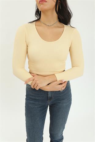 3529 HAVUZ YAKA UZUN KOLLU CROP TOP