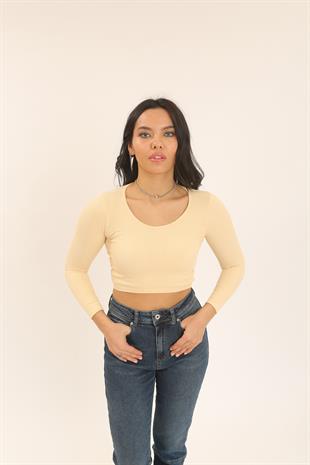 3529 HAVUZ YAKA UZUN KOLLU CROP TOP