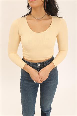 3529 HAVUZ YAKA UZUN KOLLU CROP TOP