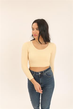 3529 HAVUZ YAKA UZUN KOLLU CROP TOP