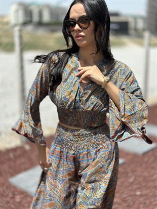 37203 DESENLI BLUZ PANTOLON TAKIM
