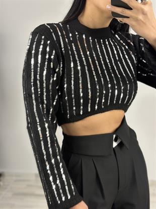 4125 PULLU CROP TRIKO KAZAK