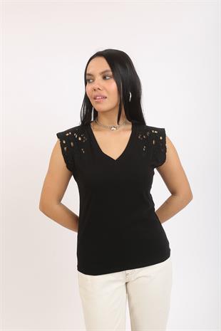 4709 KOLU NAKISLI TSHIRT