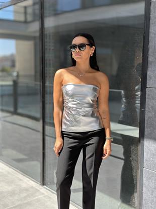 50246 METALIK STRAPLEZ BLUZ