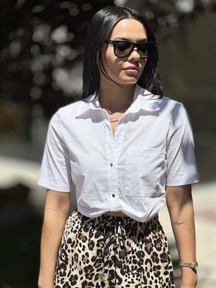 50489 CROP GOMLEK KISA KOLLU CEP DETAYLI