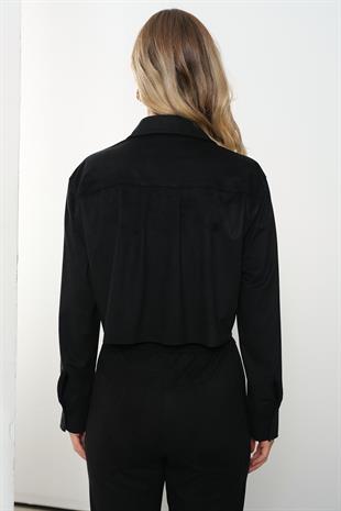 50493 DOKUMLU SUET CROP GOMLEK