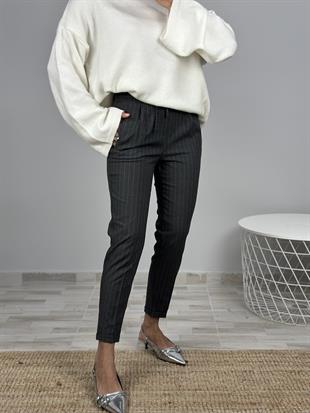 5070 BELI LASTIKLI CIZGILI PANTOLON